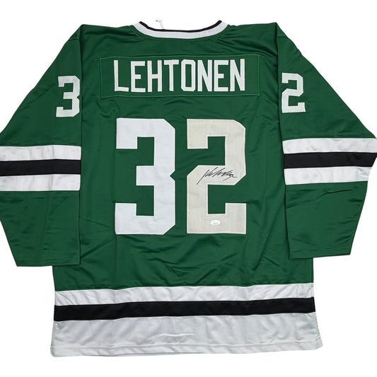 Autographed/Signed Kari Lehtonen Dallas Green Hockey Jersey JSA COA