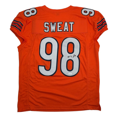 Autographed/Signed Montez Sweat Chicago Orange Pro Cut Football Jersey JSA COA
