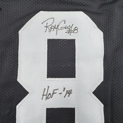Autographed/Signed Ray Guy HOF 14 Oakland Las Vegas Black Football Jersey JSA COA