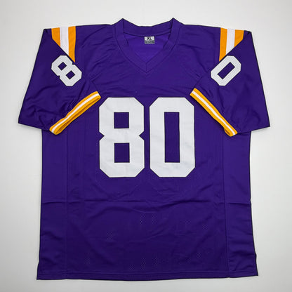 Autographed/Signed Dwayne Bowe LSU Purple College Football Jersey Beckett BAS COA