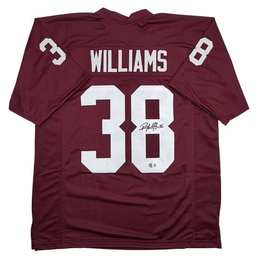 Autographed/Signed Roy Williams Oklahoma Maroon College Football Jersey Beckett BAS COA