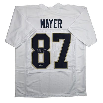 Autographed/Signed Michael Mayer Notre Dame White College Football Jersey Beckett BAS COA