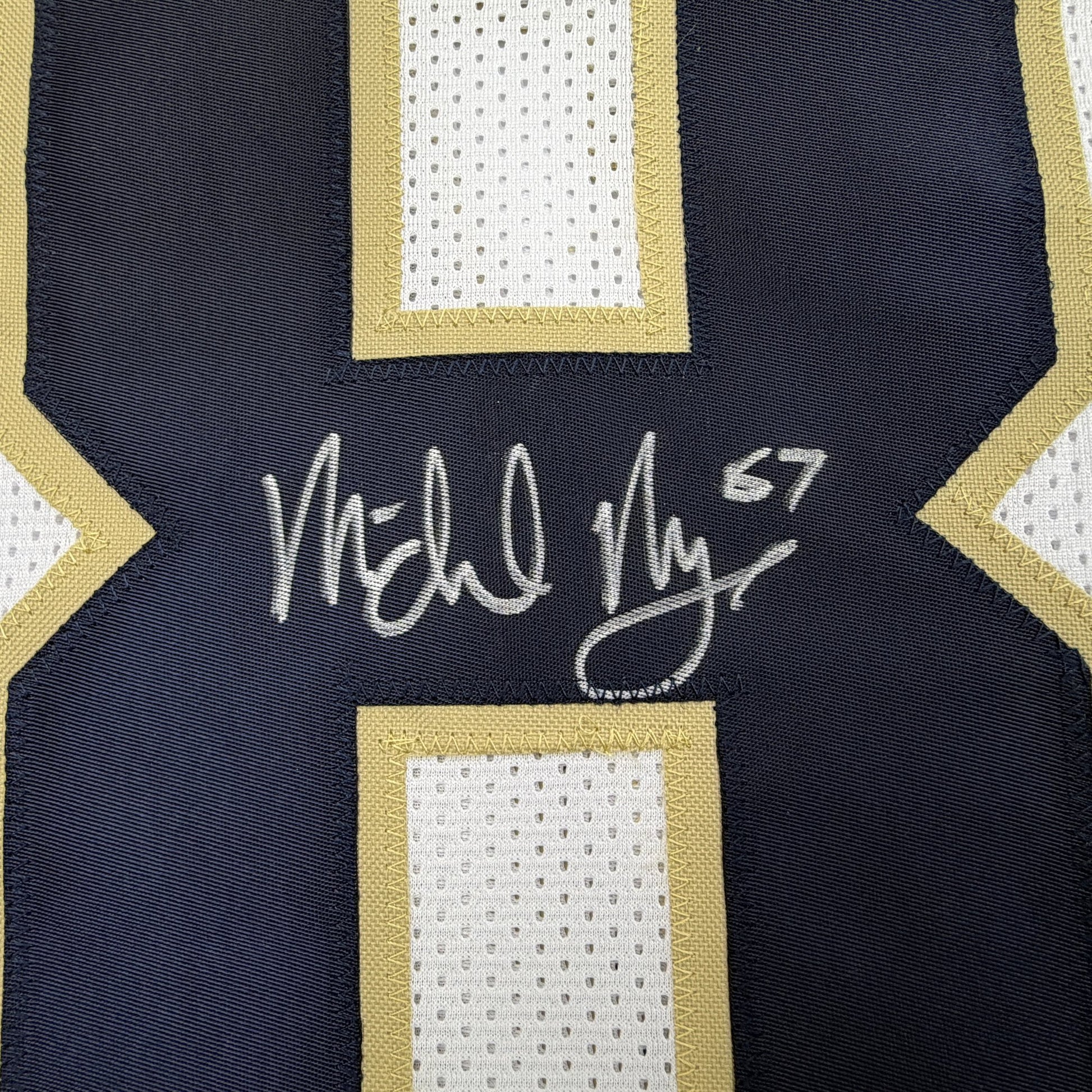 Autographed/Signed Michael Mayer Notre Dame White College Football Jersey Beckett BAS COA