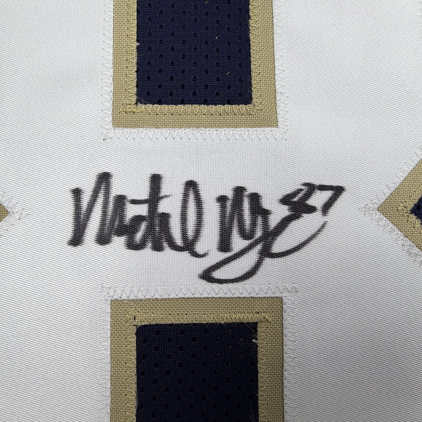 Autographed/Signed Michael Mayer Notre Dame Blue College Football Jersey Beckett BAS COA
