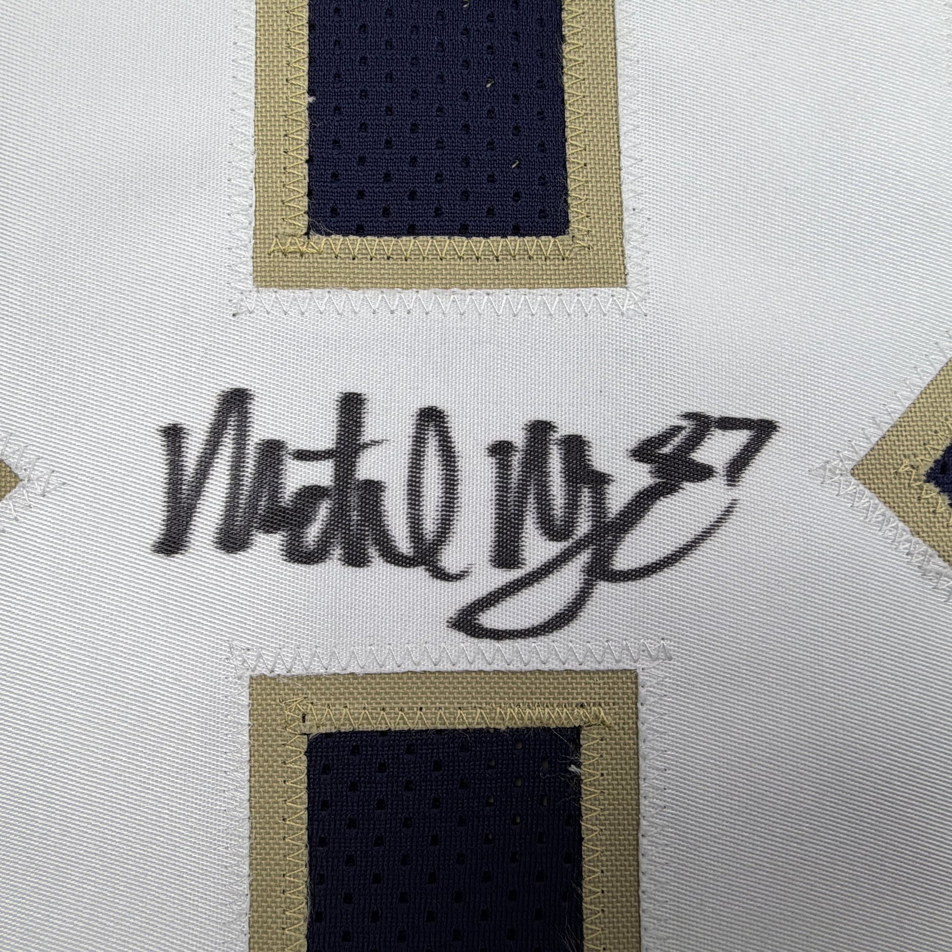 Autographed/Signed Michael Mayer Notre Dame Blue College Football Jersey Beckett BAS COA