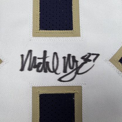 Autographed/Signed Michael Mayer Notre Dame Blue College Football Jersey Beckett BAS COA
