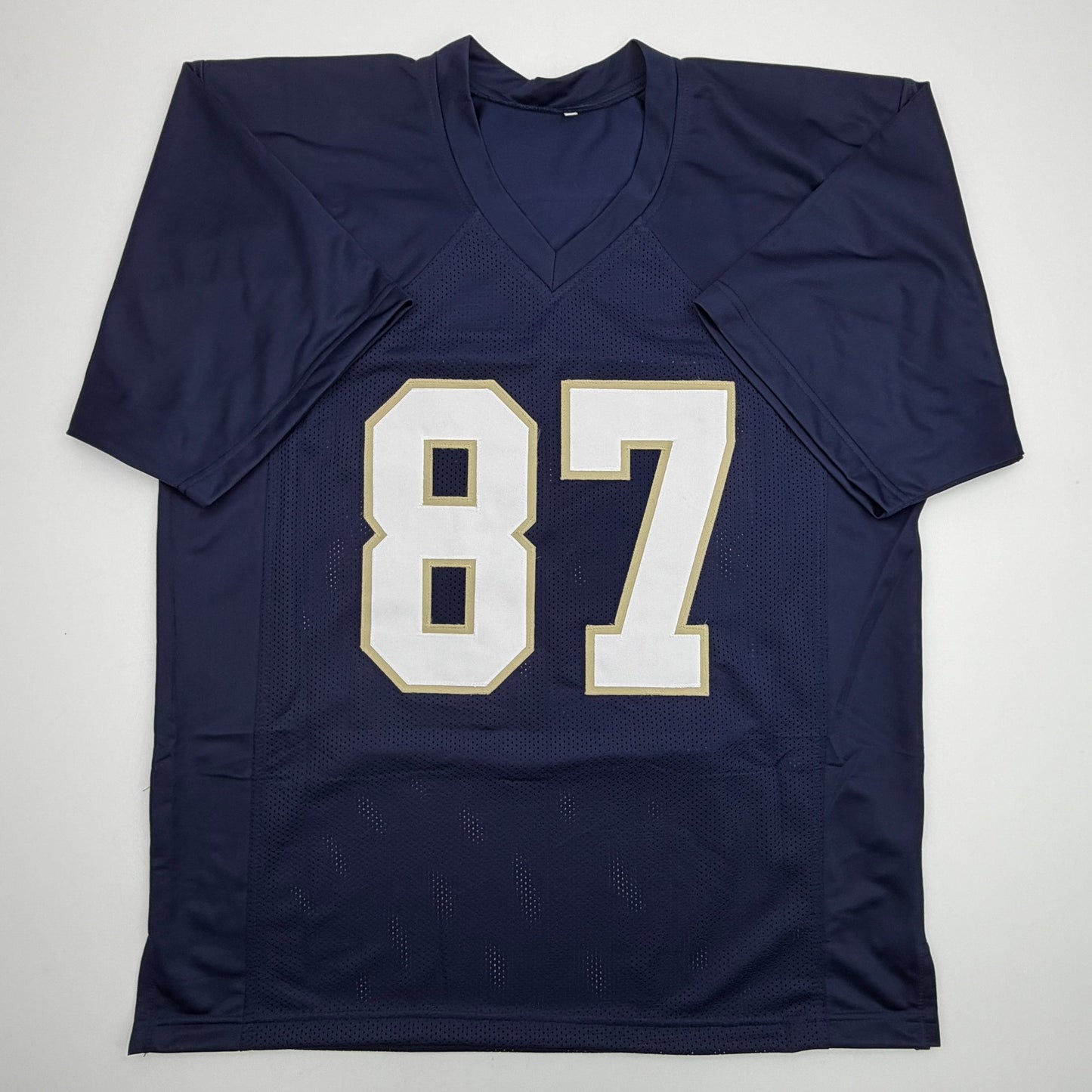 Autographed/Signed Michael Mayer Notre Dame Blue College Football Jersey Beckett BAS COA