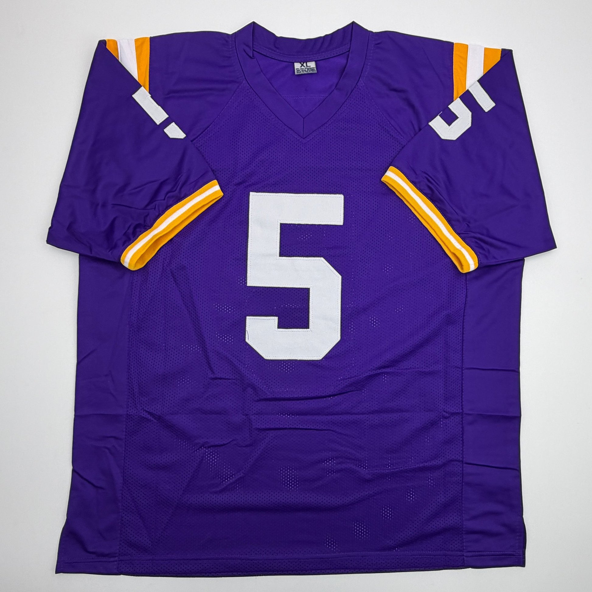 Autographed/Signed Derrius Guice LSU Purple College Football Jersey JSA COA