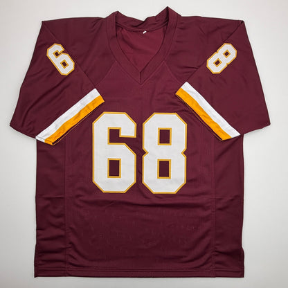 Autographed/Signed Russ Grimm HOF 2010 Washington Maroon Football Jersey JSA COA