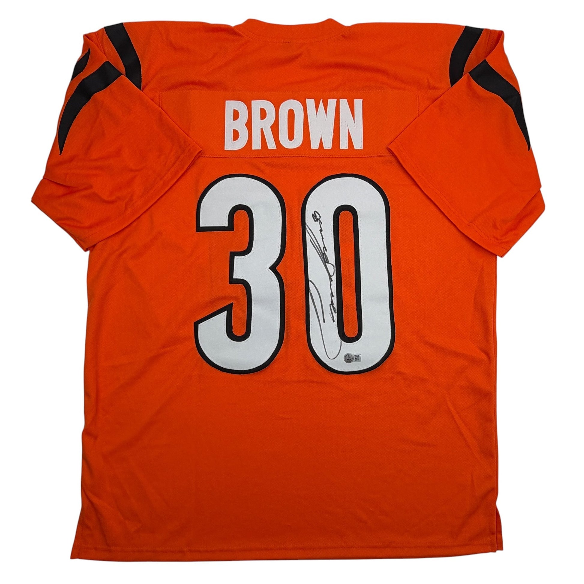 Autographed/Signed Chase Brown Cincinnati Orange Football Jersey Beckett BAS COA