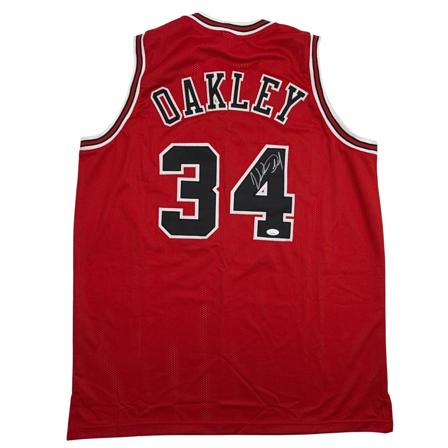 Autographed/Signed Charles Oakley Chicago Red Basketball Jersey JSA COA