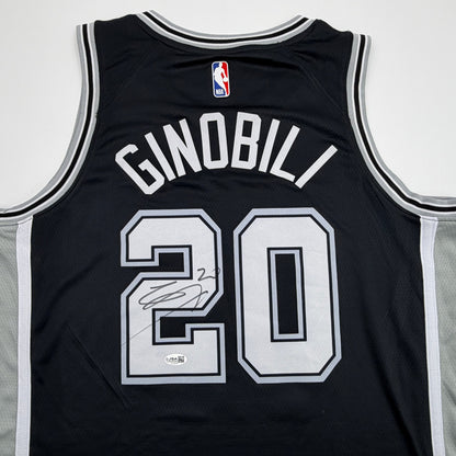 Autographed/Signed Manu Ginobili San Antonio Spurs Black Authentic Basketball Jersey JSA COA