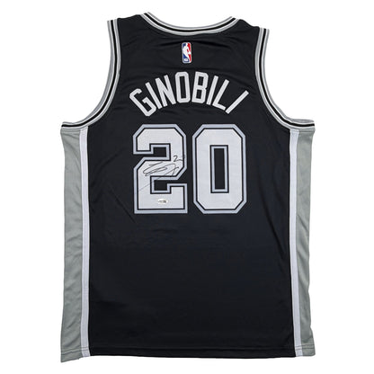 Autographed/Signed Manu Ginobili San Antonio Spurs Black Authentic Basketball Jersey JSA COA