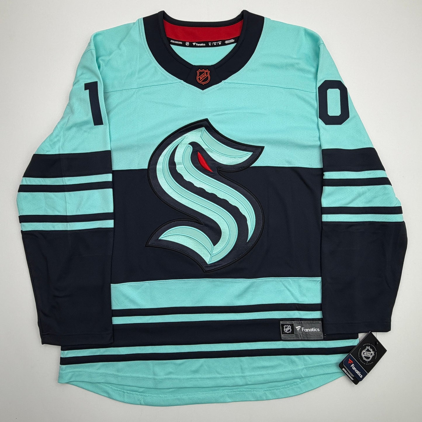 Autographed/Signed Matty Beniers Seattle Kraken Blue Authentic Hockey Jersey Fanatics COA