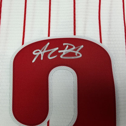 Autographed/Signed Alec Bohm Philadelphia Phillies Pinstripe Authentic Baseball Jersey Fanatics & MLB COA