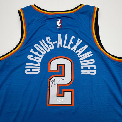 Autographed/Signed Shai Gilgeous-Alexander SGA Oklahoma City OKC Thunder Blue Authentic Basketball Jersey JSA COA