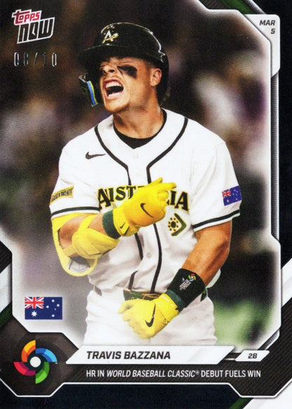 2026 Topps Now World Baseball Classic Travis Bazzana #WB1 /10 Black Foil Home Run in World Baseball Classic Debut Fuels Win Team Australia Rookie RC Baseball Card