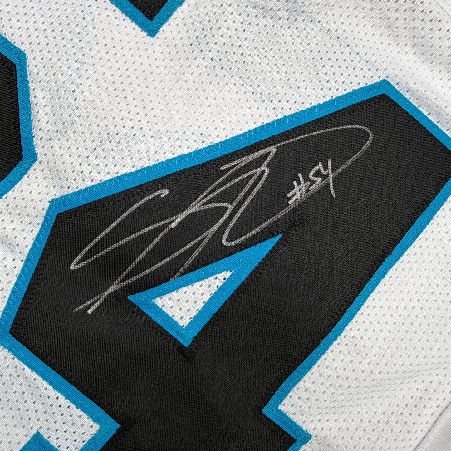 Autographed/Signed Shaq Thompson Carolina White Football Jersey JSA COA