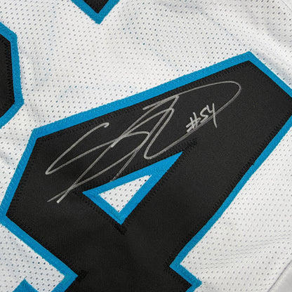 Autographed/Signed Shaq Thompson Carolina White Football Jersey JSA COA