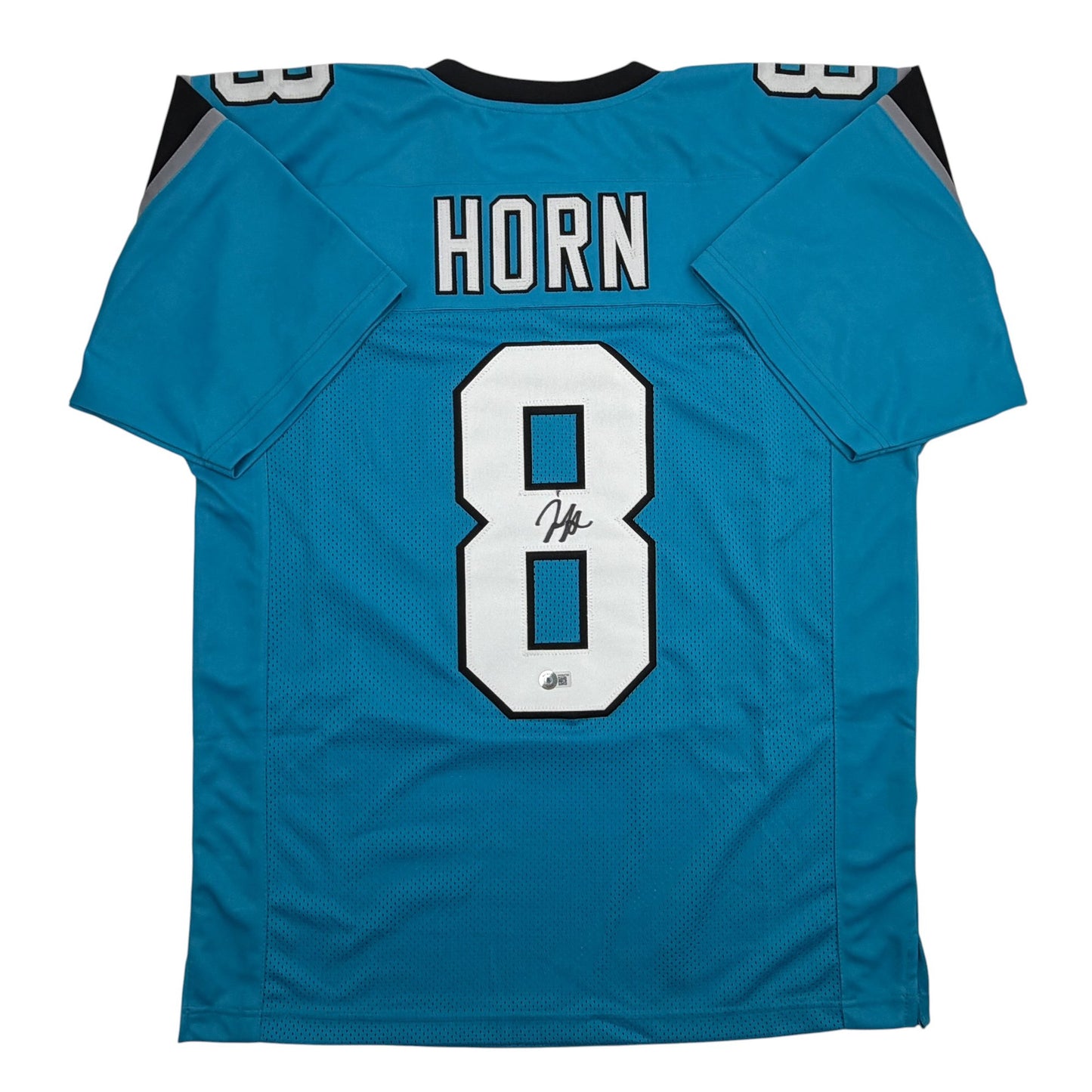 Autographed/Signed Jaycee Horn Carolina Blue Football Jersey Beckett BAS COA