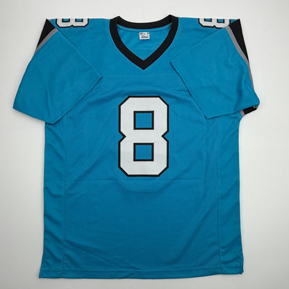 Autographed/Signed Jaycee Horn Carolina Blue Football Jersey Beckett BAS COA