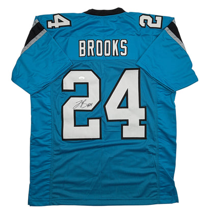 Autographed/Signed Jonathon Brooks Carolina Blue Football Jersey JSA COA