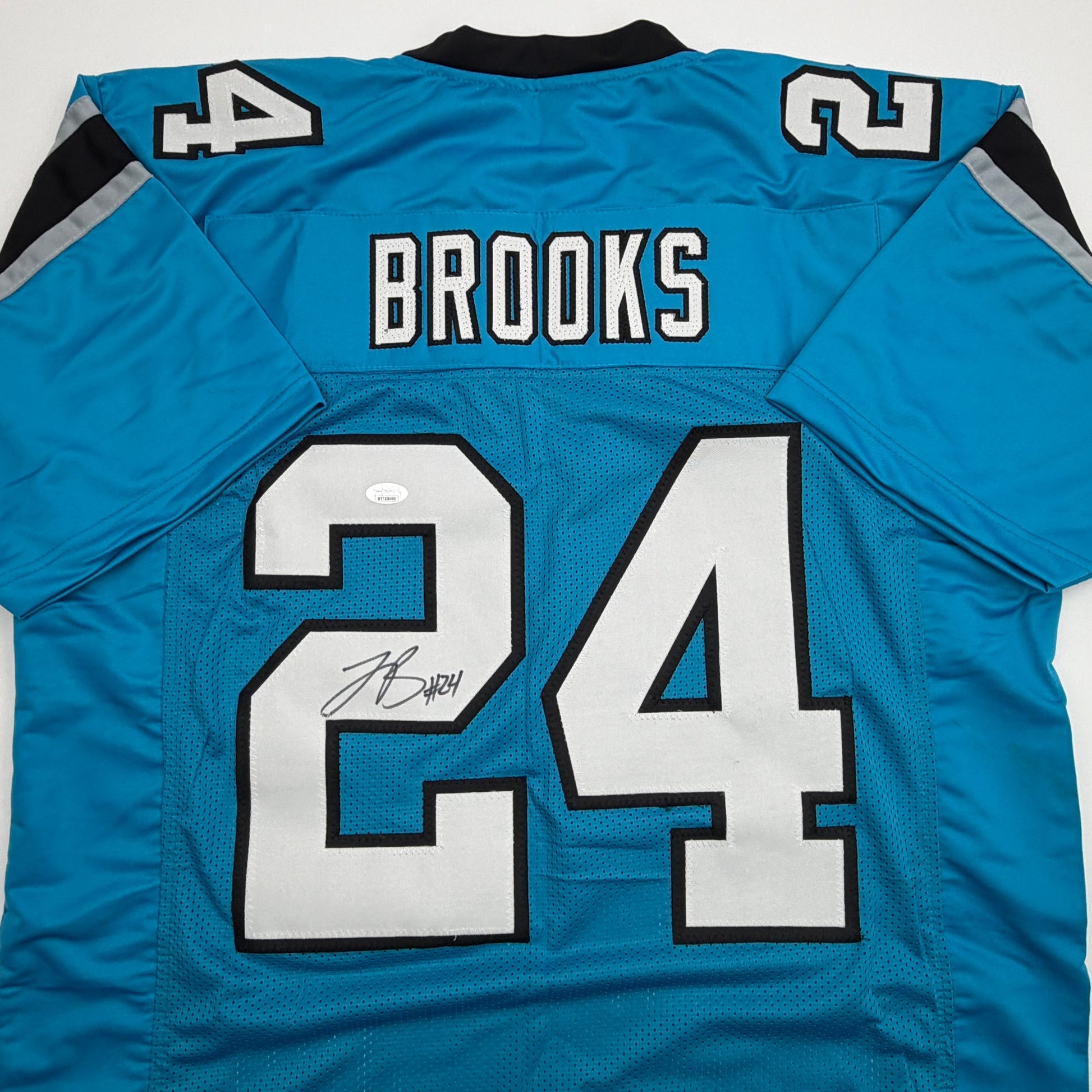 Autographed/Signed Jonathon Brooks Carolina Blue Football Jersey JSA COA