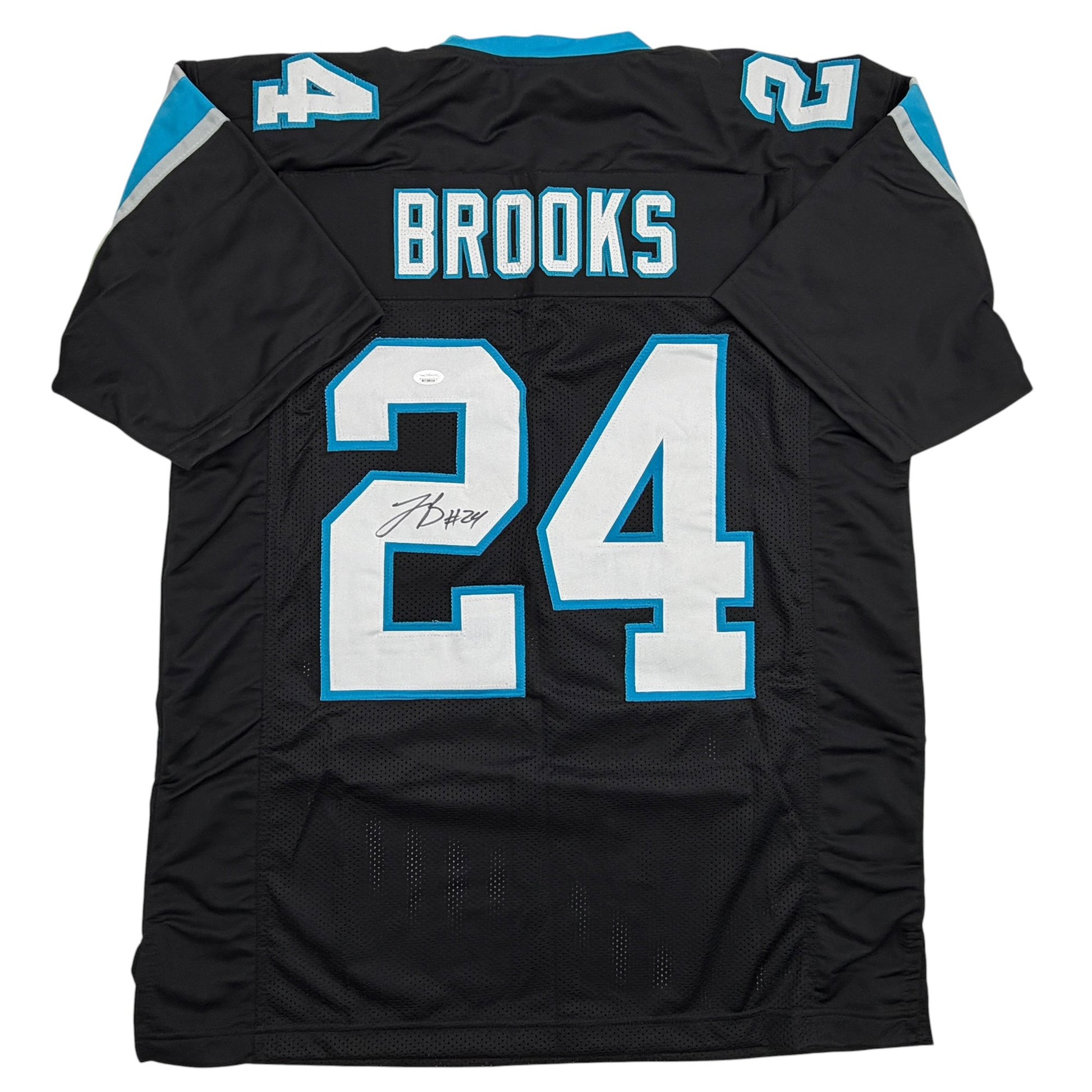 Autographed/Signed Jonathon Brooks Carolina Black Football Jersey JSA COA