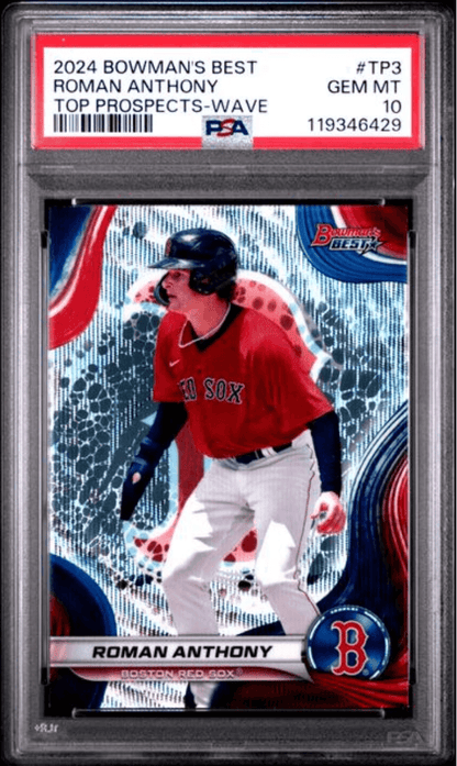 Graded 2024 Topps Bowmans Best Roman Anthony #TP3 Top Prospects Wave Rookie RC Baseball Card PSA 10 Gem Mint