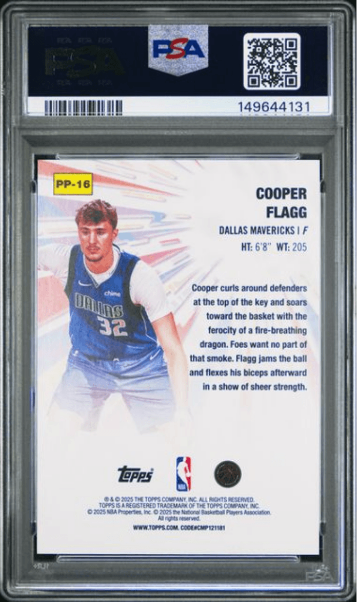 Graded 2025 Topps Cooper Flagg #PP16 Power Players Rookie RC Basketball Card PSA 10 Gem Mint