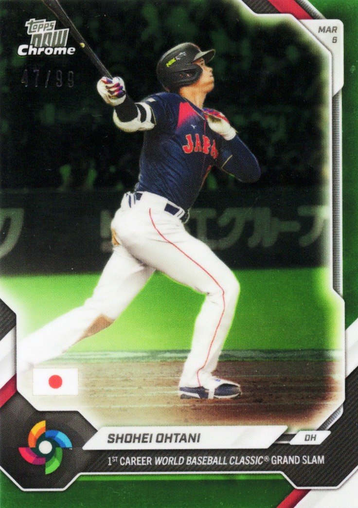 2026 Topps Now World Baseball Classic Shohei Ohtani #WB4 Green Chrome /99 1st Career World Baseball Classic Grand Slam Team Japan Baseball Card