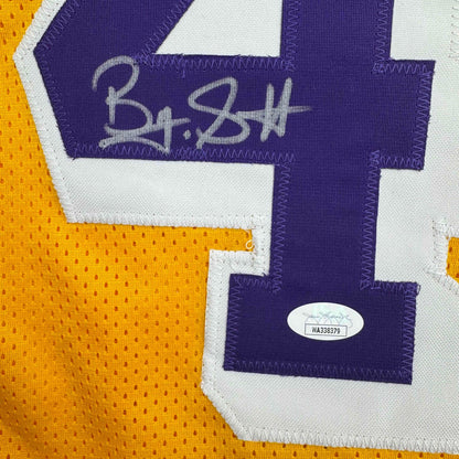 Autographed/Signed Byron Scott Los Angeles Yellow Basketball Jersey JSA COA