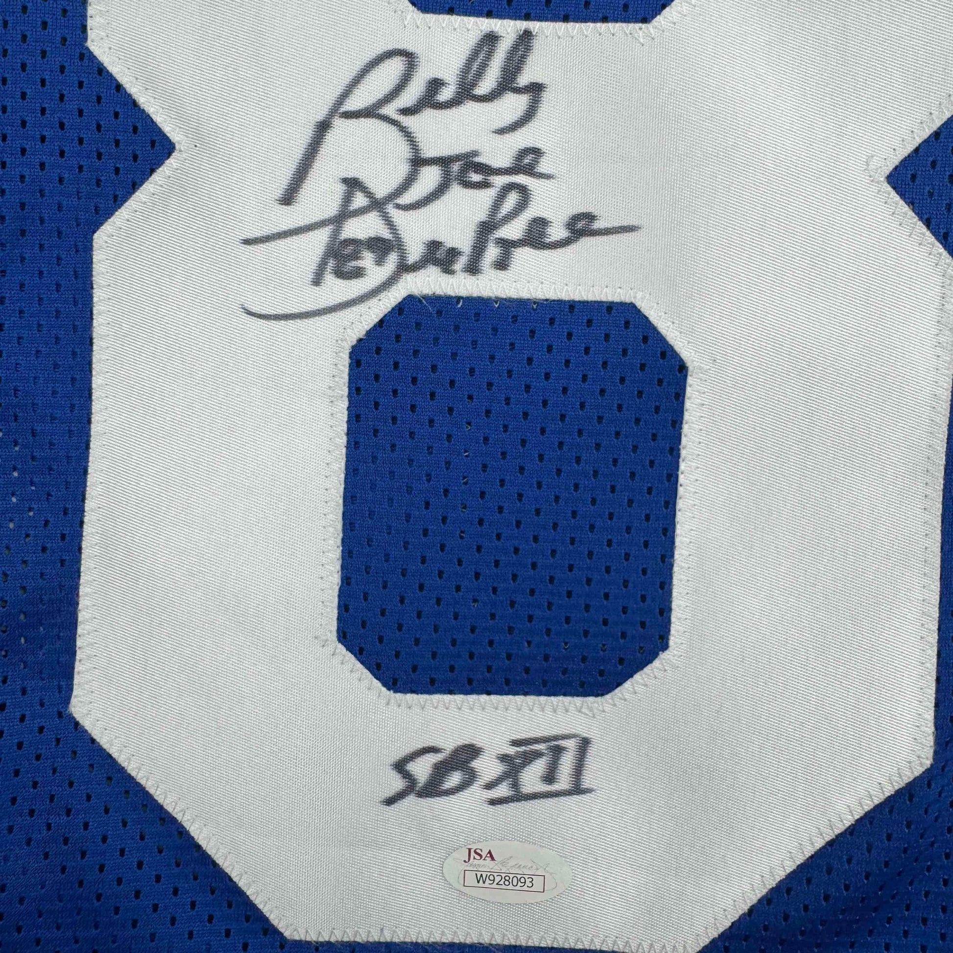 Autographed/Signed Billy Joe DuPree SB XII Dallas Blue Football Jersey JSA COA