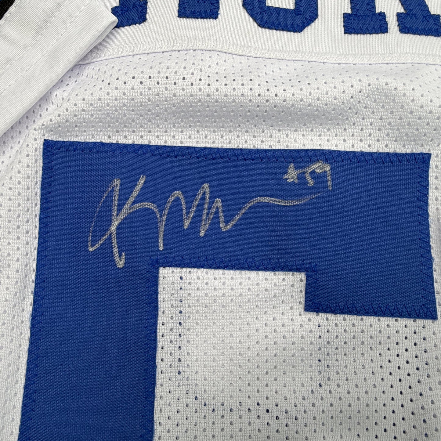 Autographed/Signed Kenneth Murray Jr. Dallas White Football Jersey JSA COA