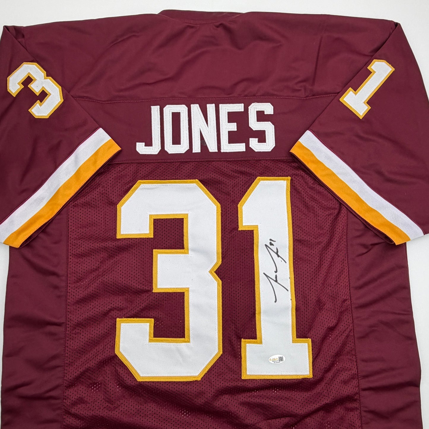 Autographed/Signed Jonathan Jones Washington Maroon Football Jersey JSA COA