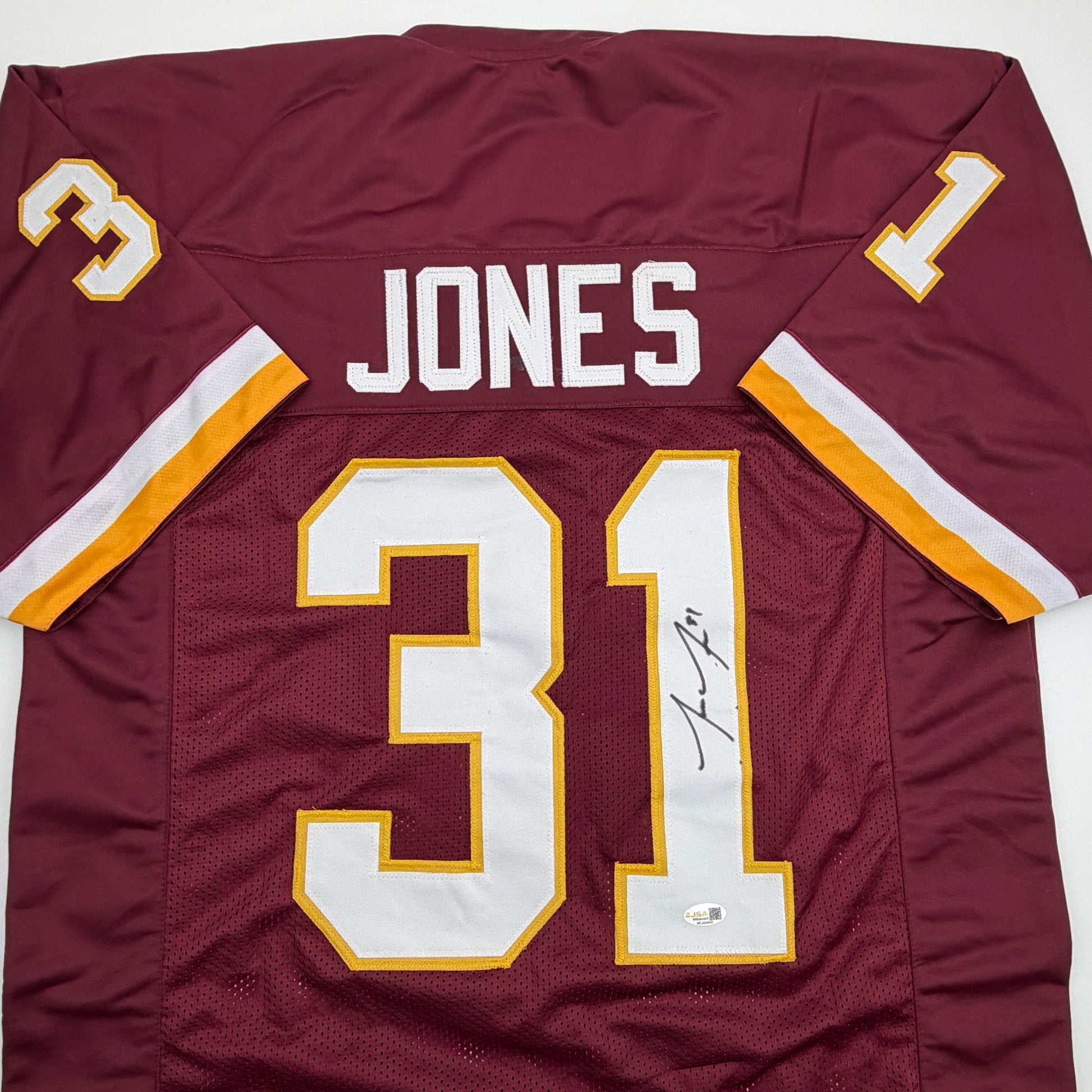 Autographed/Signed Jonathan Jones Washington Maroon Football Jersey JSA COA