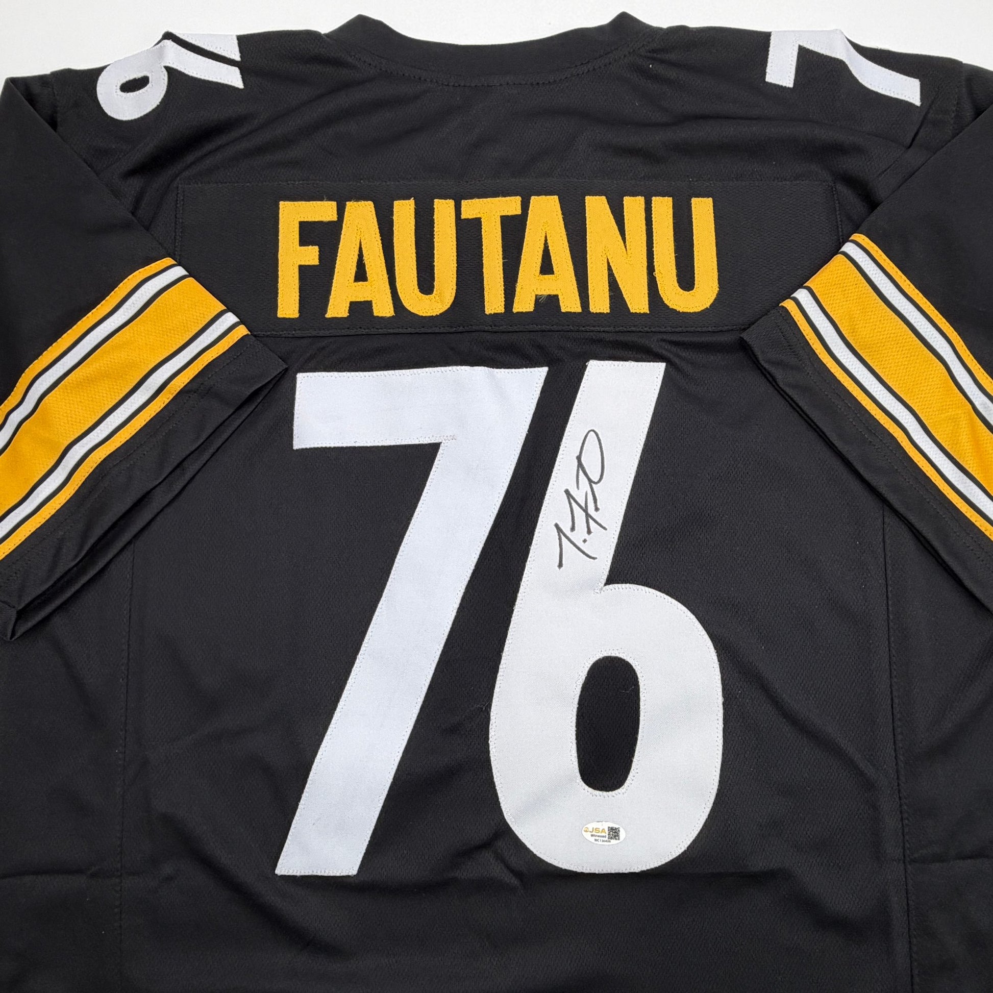 Autographed/Signed Troy Fautanu Pittsburgh Black Football Jersey JSA COA