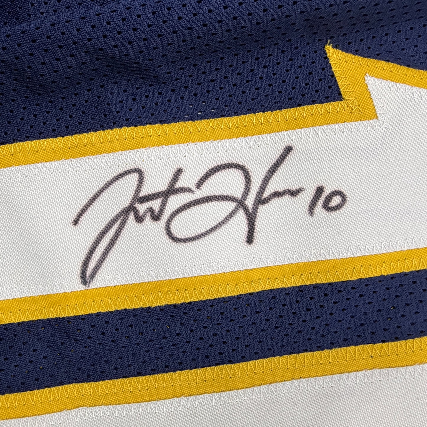Autographed/Signed Justin Herbert Los Angeles San Diego Navy Blue Football Jersey Beckett BAS COA