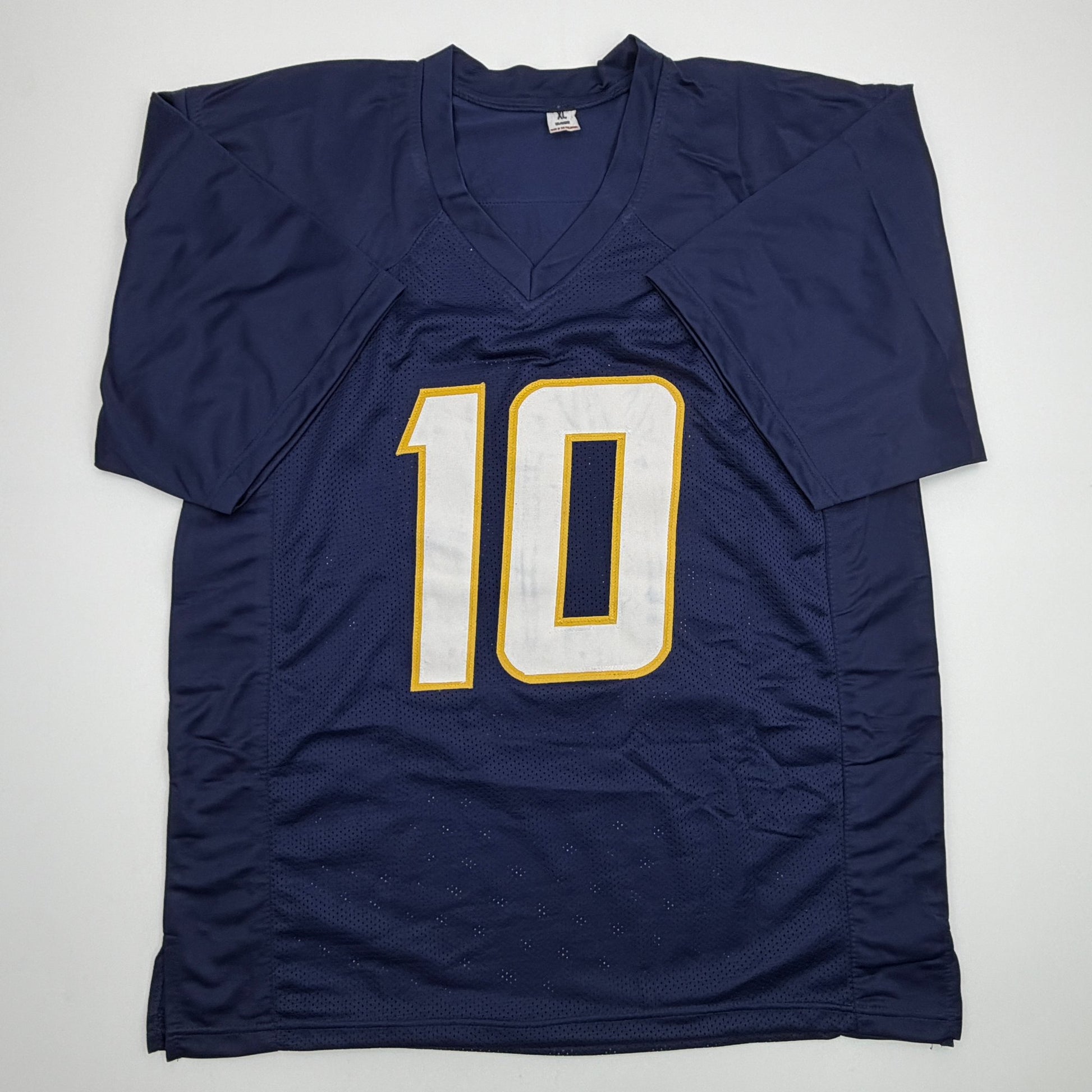 Autographed/Signed Justin Herbert Los Angeles San Diego Navy Blue Football Jersey Beckett BAS COA