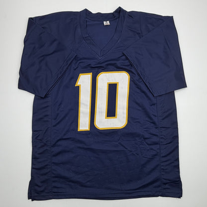 Autographed/Signed Justin Herbert Los Angeles San Diego Navy Blue Football Jersey Beckett BAS COA