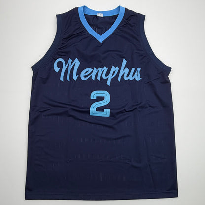 Autographed/Signed Ty Jerome Memphis Navy Blue Basketball Jersey Beckett BAS COA