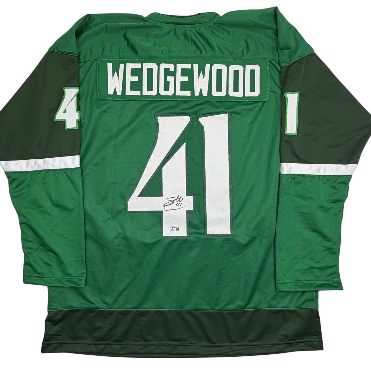 Autographed/Signed Scott Wedgewood Colorado Green St. Patrick's Day Hockey Jersey Beckett BAS COA
