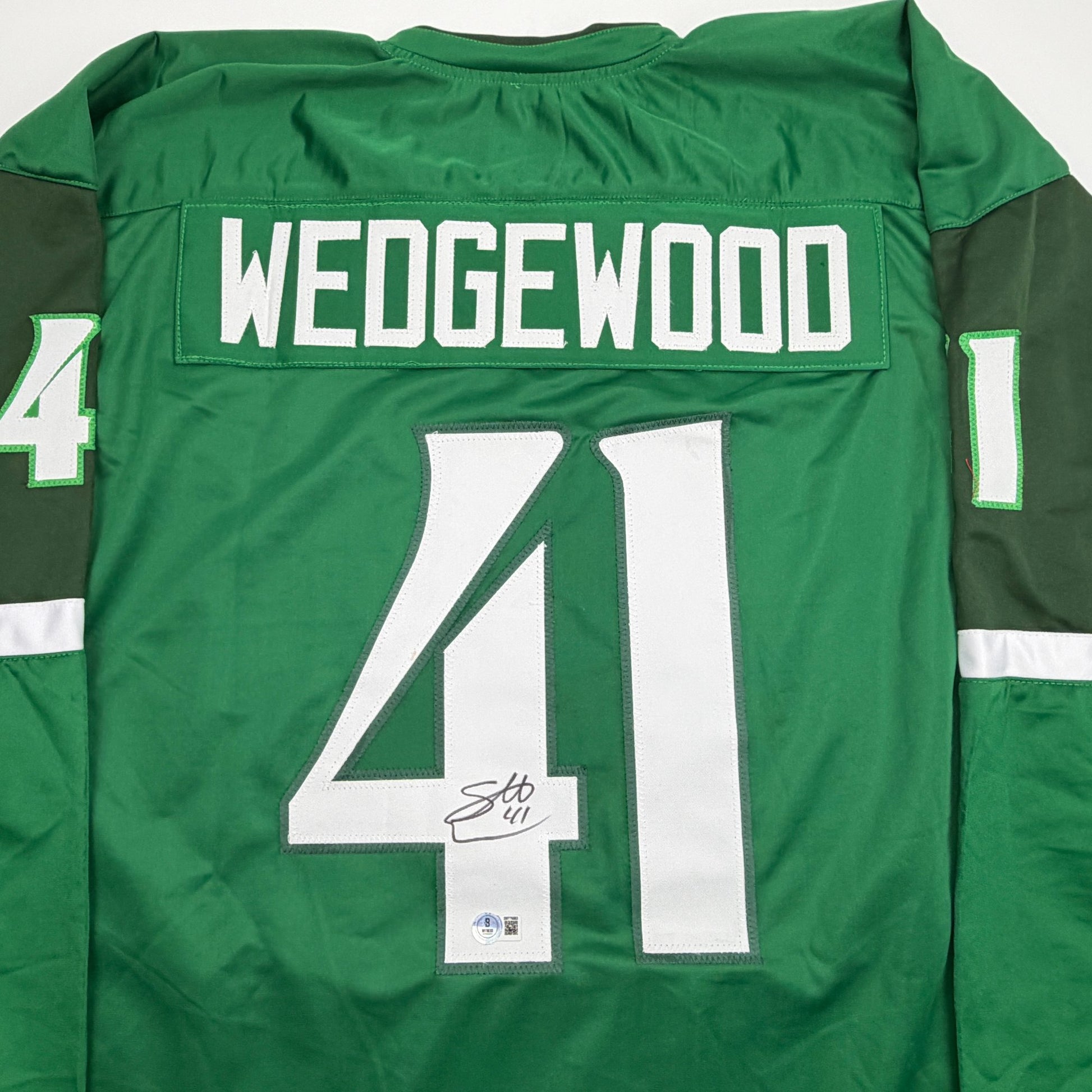 Autographed/Signed Scott Wedgewood Colorado Green St. Patrick's Day Hockey Jersey Beckett BAS COA