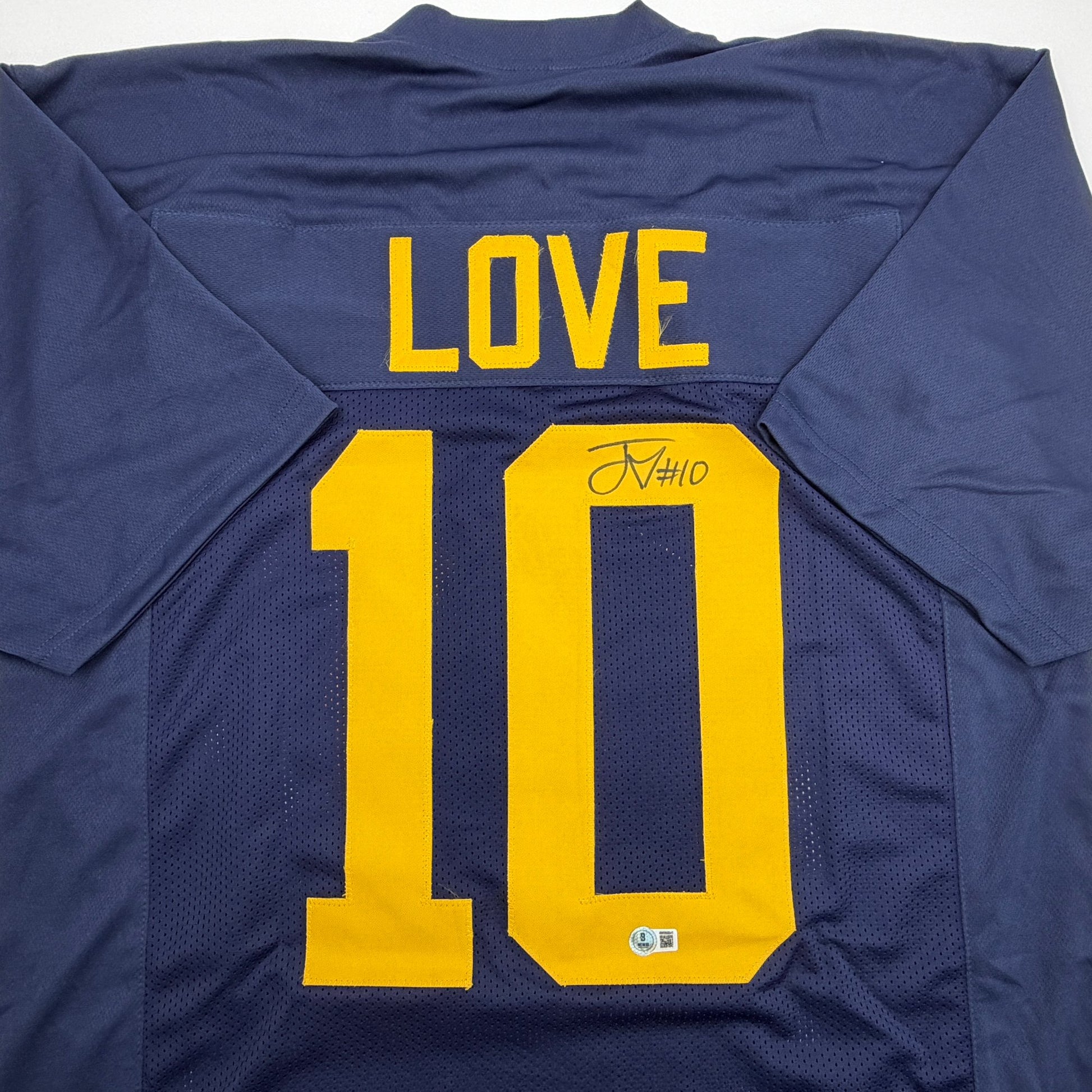 Autographed/Signed Jordan Love Green Bay Blue Retro Football Jersey Beckett BAS COA