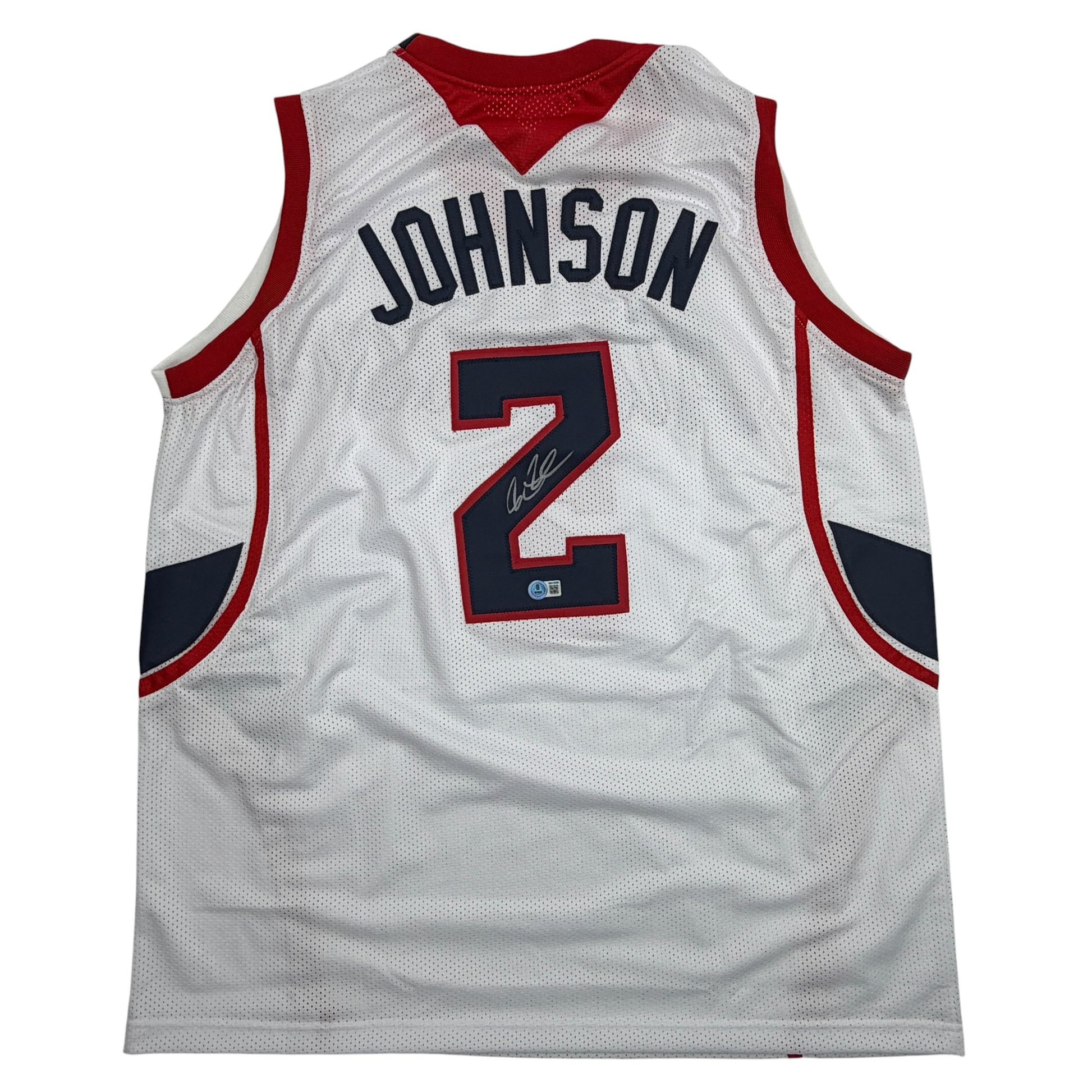 Autographed/Signed Joe Johnson Atlanta White Basketball Jersey Beckett BAS COA