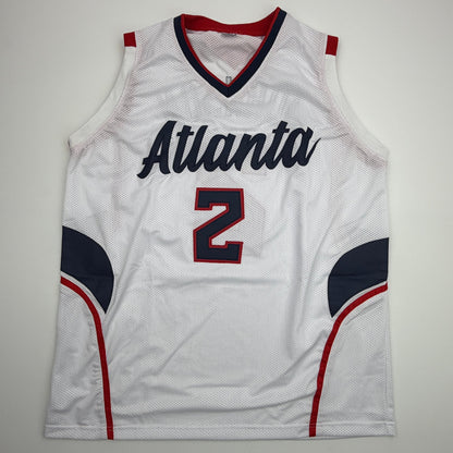 Autographed/Signed Joe Johnson Atlanta White Basketball Jersey Beckett BAS COA