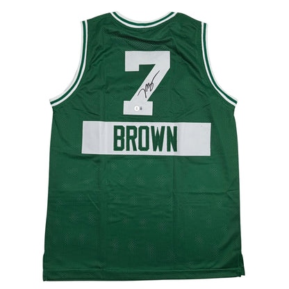 Autographed/Signed Jaylen Brown Boston Green City Edition Basketball Jersey Beckett BAS COA