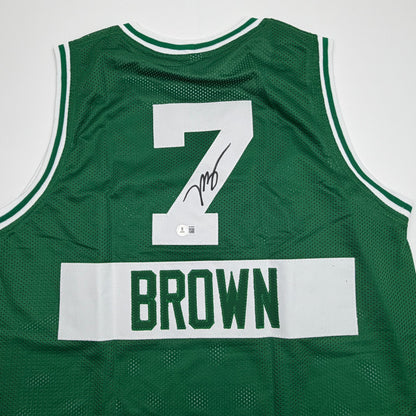 Autographed/Signed Jaylen Brown Boston Green City Edition Basketball Jersey Beckett BAS COA