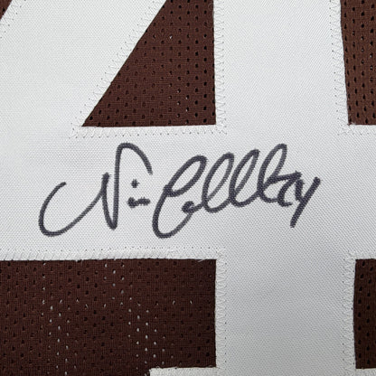 Autographed/Signed Nick Chubb Cleveland Brown Football Jersey Beckett BAS COA