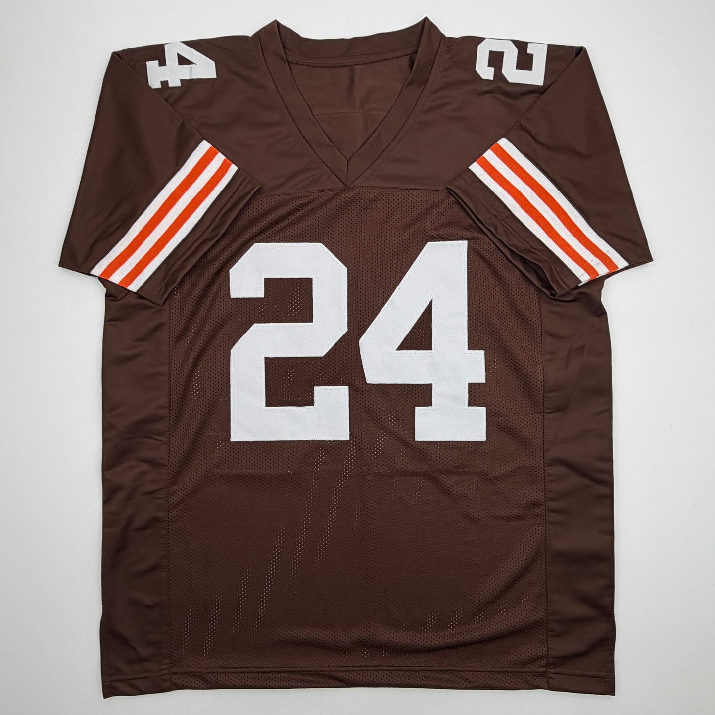 Autographed/Signed Nick Chubb Cleveland Brown Football Jersey Beckett BAS COA